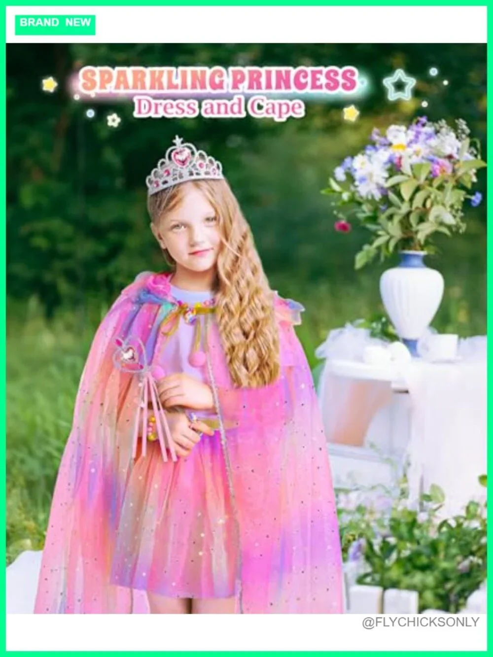 Light Up Unicorn Princess Dress Cape Tutu Set with Crown Wand for Girls